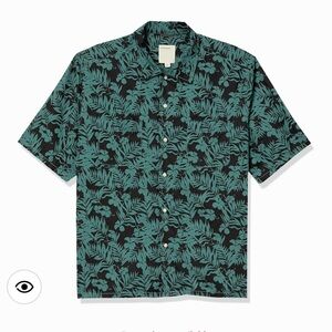 LIFE AFTER DENIM Green and Black Tropical Short Sleeve Button Down Shirt
